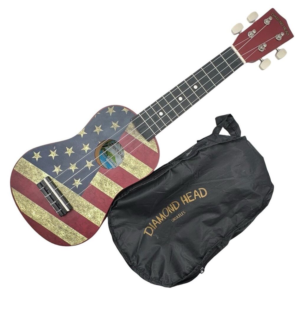 Diamond Head Vintage Series Soprano Ukulele American Flag Vinyl Gig Bag Uke